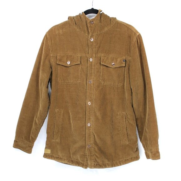 RIP CURL CORDUROY JACKET WITH HOODIE BUTTON CLOSURE SHERPA LINING SIZE SMALL Y2K